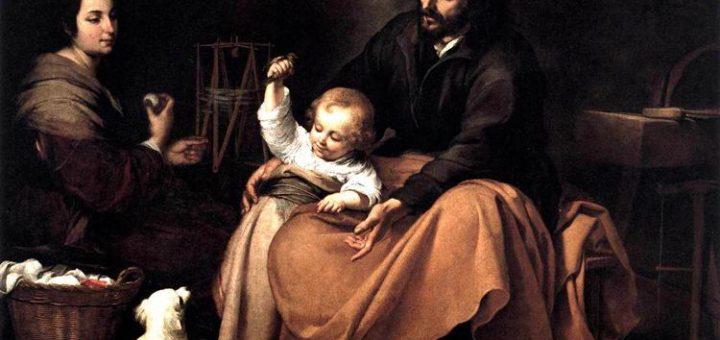 Pintura família santa - The Holy Family With The Little Bird - Bartolome Esteban Murillo (1650)